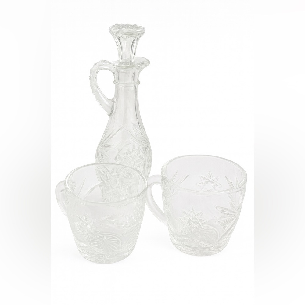 Elegant Clear Glass Decanter and Mug Set
